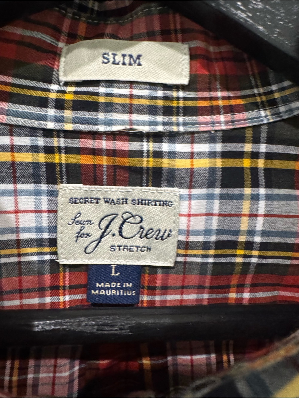 J. Crew Secret Stretch Chili Plaid Button down Large Slim Fit IMMACULATE - Picture 5 of 7